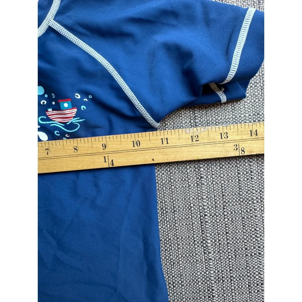 Hanna Andersson Boys Blue Nautical Whale Sailboat Rash Guard Swim Shirt 8303K